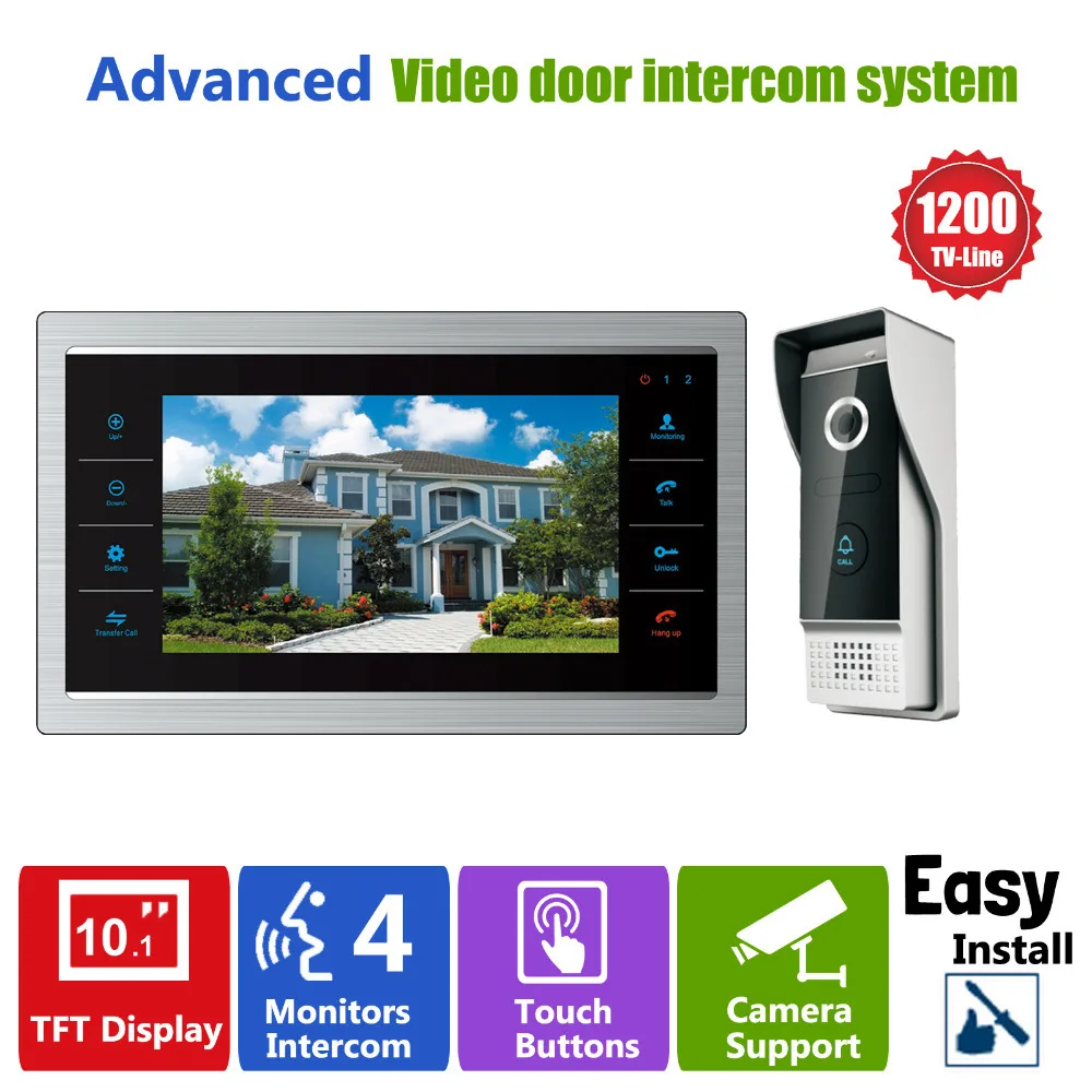 Homefong 10 Inch Tft Lcd Deurtelefoon Video Deurbel Systeem Met Camera 3.7Mm Lens 1200TVL 1V1 Home Appartement Entry kit