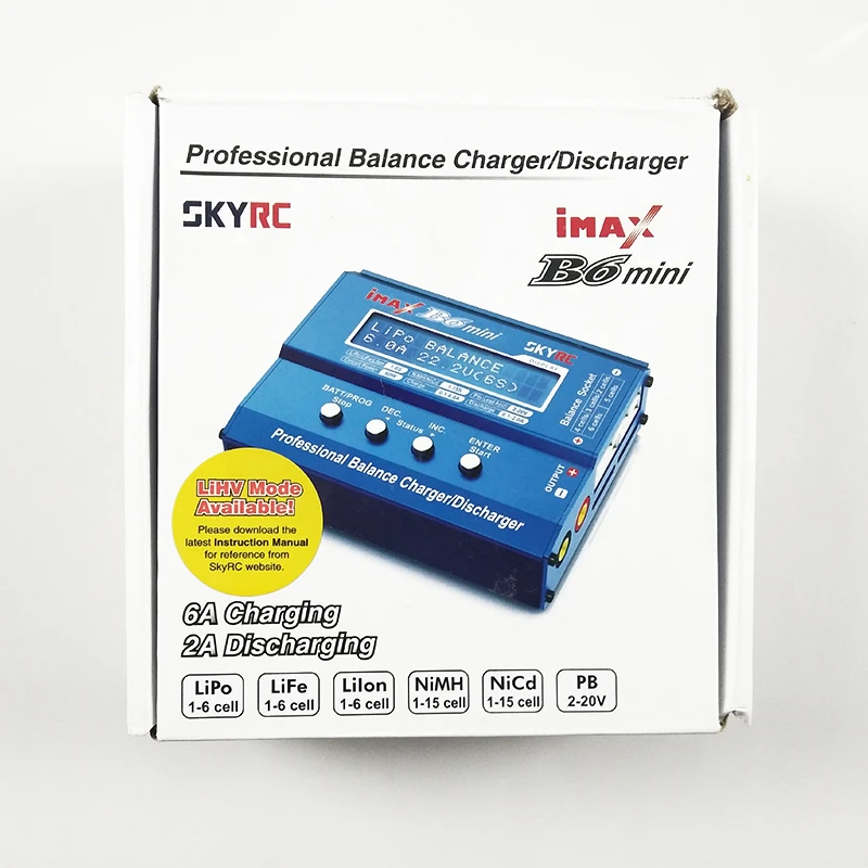 Оригинальная зарядка-разрядка SKYRC IMAX B6 MINI для RC вертолета с балансировкой и повторной подзарядкой NIMH/NICD+адаптер питания (опционально)