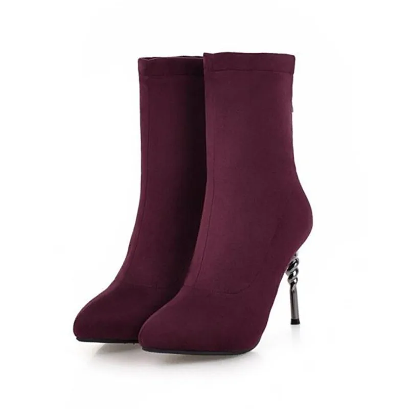 winter  New pattern fashion Europe and America Cusp black sexy Thin leg Short boots Fine heel Add wool Keep warm Women Boots