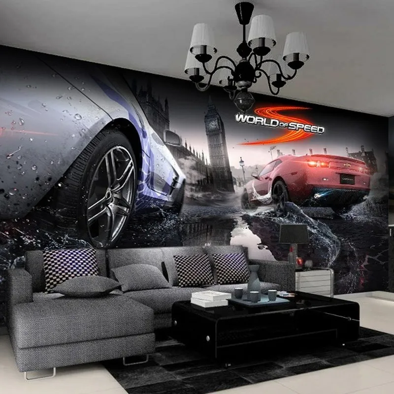 Фото обои 3D автомобиль росписи для караоке бара отеля фон обои|wallpaper mural|photo wallpaper