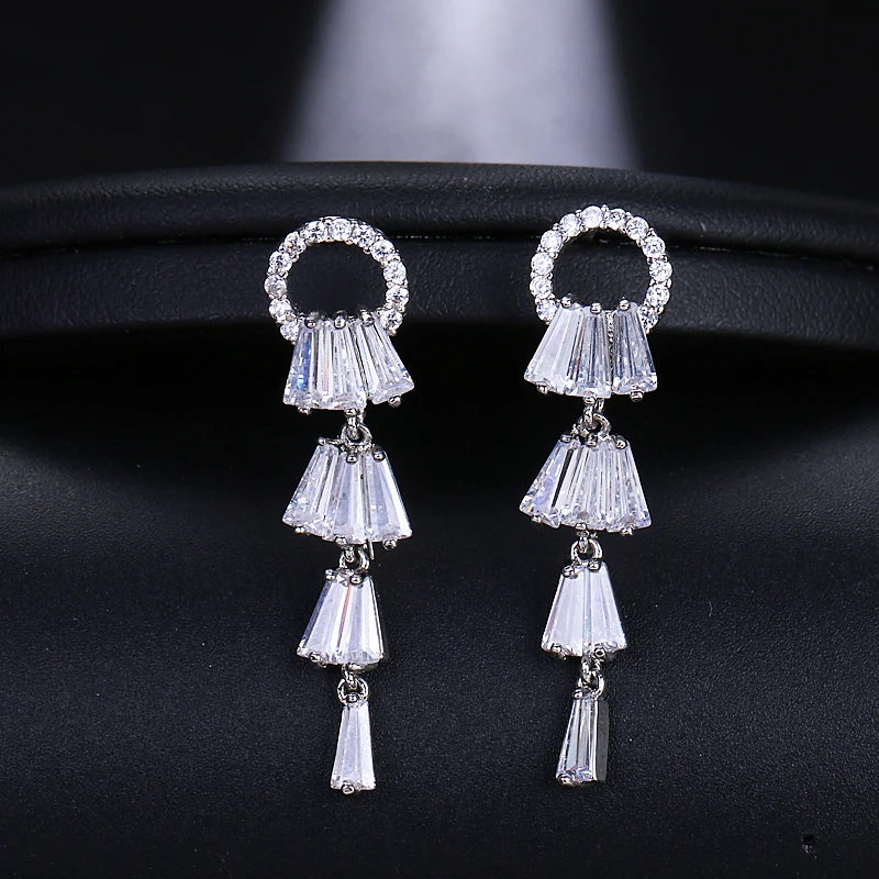 

Emmaya Fashion Elegant Super Long for Women Girls AAA Zircon Stud Earrings Jewelry Party
