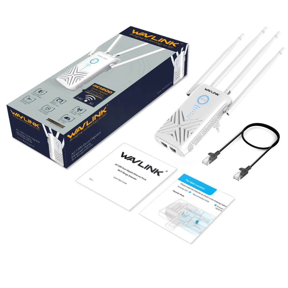 Wavlink 1200 Мбит/с wifi ретранслятор расширитель/усилитель/маршрутизатор/точка доступа гигабитный Беспроводной двухдиапазонный 2,4G/5G Внешние 5dBi антенны