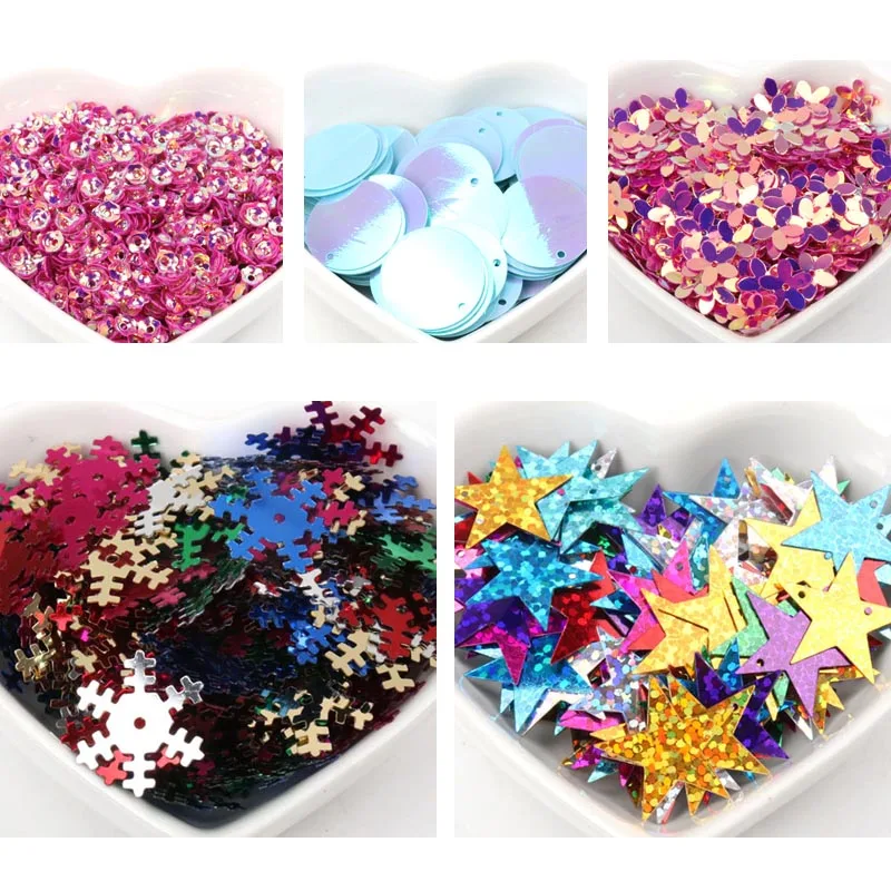 

Star Flower 10g Stereoscopic Plane PVC loose Sequins Paillettes Sewing Craft Children DIY Garment Decoration Accessory 3-30mm