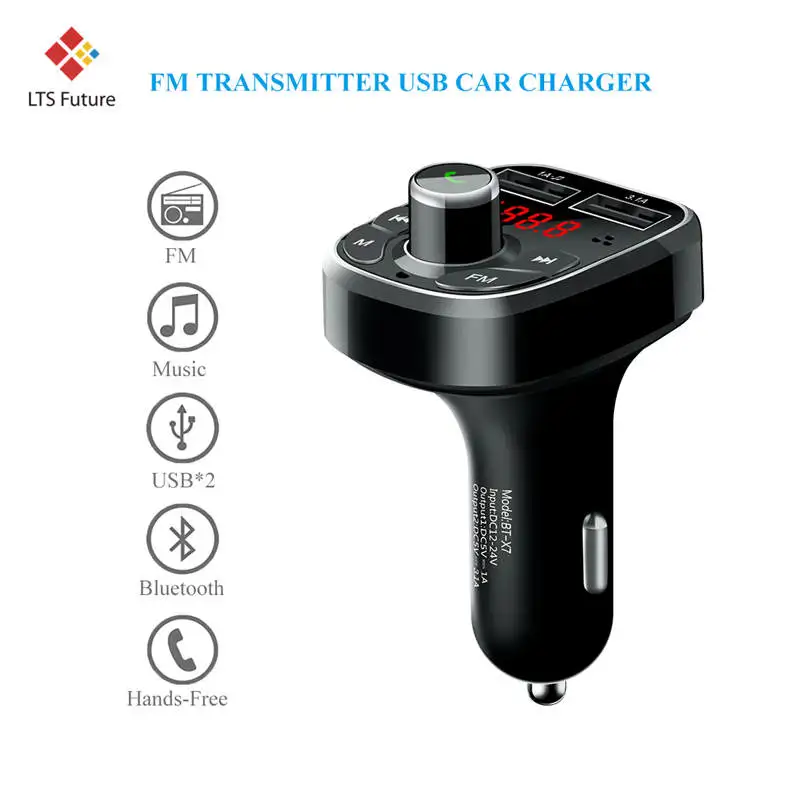 Multi Функция громкой связи Bluetooth Car Kit MP3 fm передатчик аудио плеер 2 Dual USB Порты и