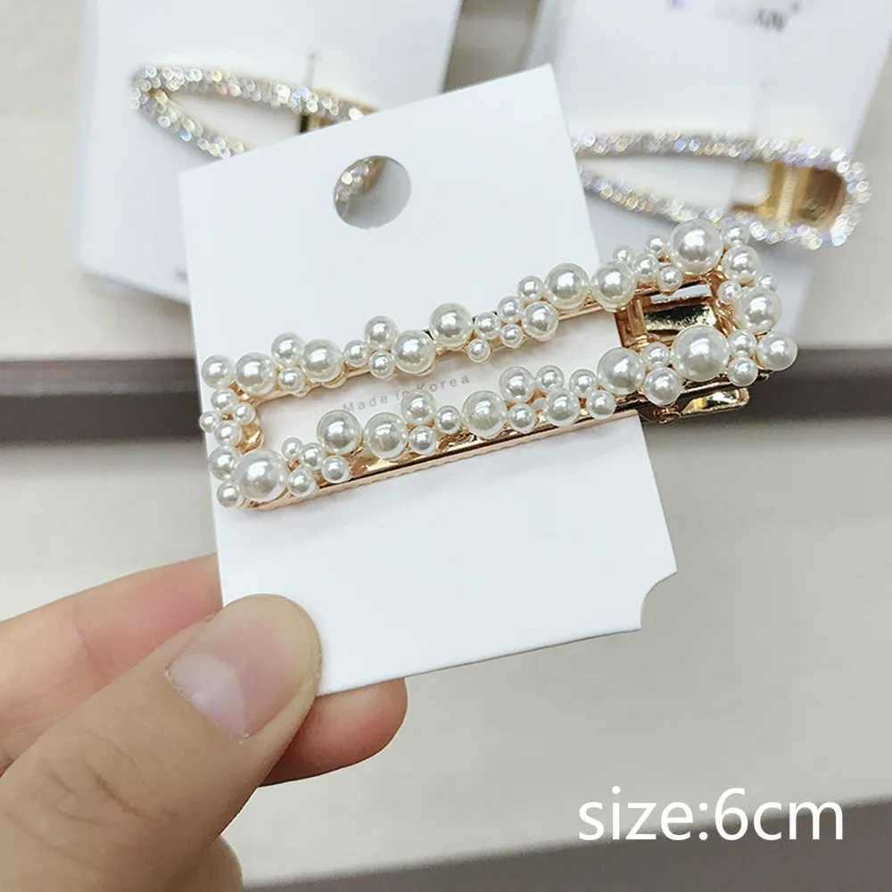 

Fashion Women Hollow Heart Imitiation Pearl Hair Clips Hairpins for Women Geometric Waterdrop Hairgrip Hair Accessories