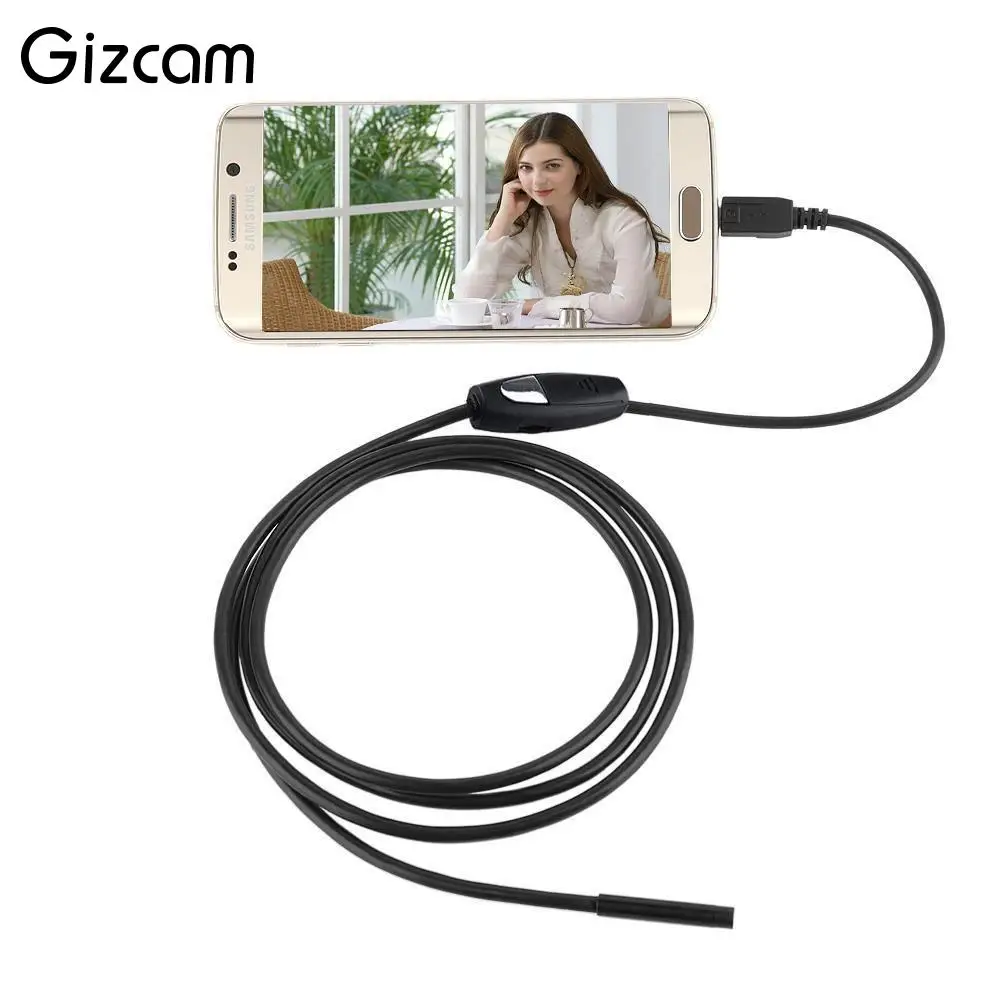 Гибкий кабель Gizcam 1 5 м камера эндоскоп на Android объектив 7 мм 6 светодиодов