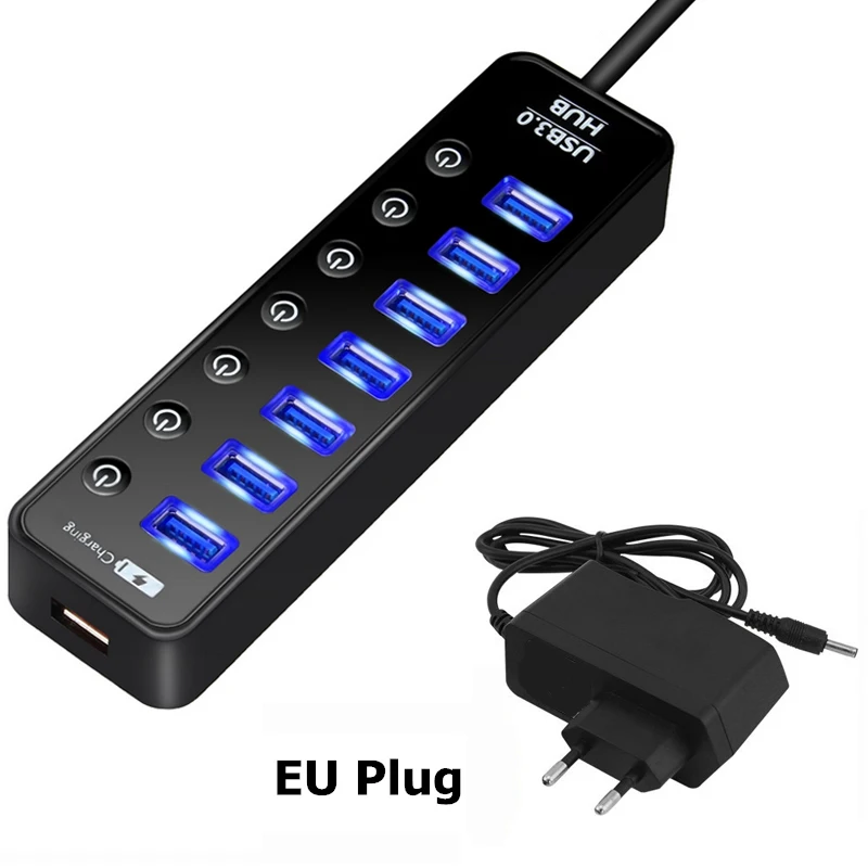 Высококачественный концентратор USB 3,0 с высокой скоростью и поддержкой зарядки, мультипэ, usb-концентратор для ПК, ноутбука, 7 портов, адаптер-удлинитель, концентратор USB 3,0