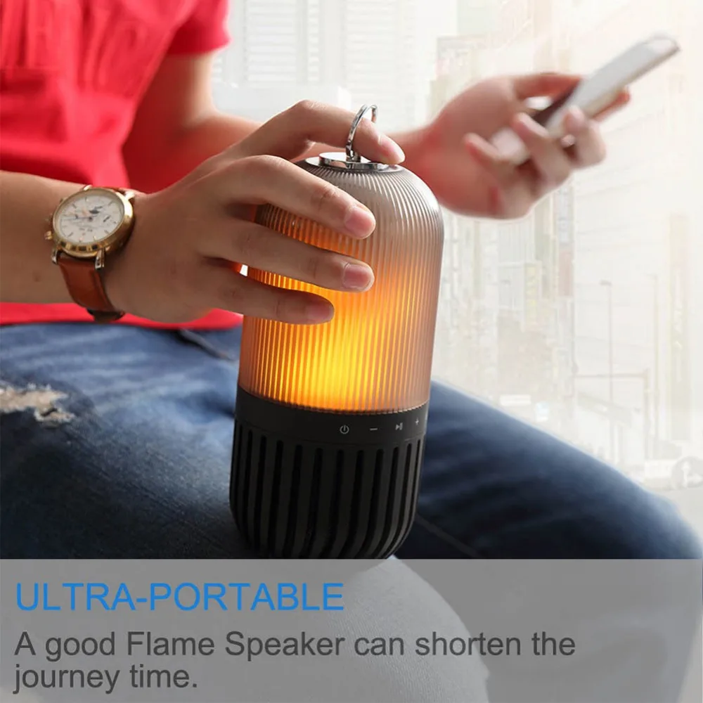 Светодиодная Портативная акустическая лампа с пламенем Bluetooth стерео мерцающий