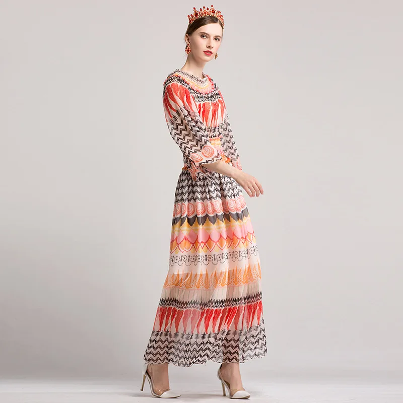 2017 Для женщин Платья для пикантные дворец дизайнер плиссированные пляж осень