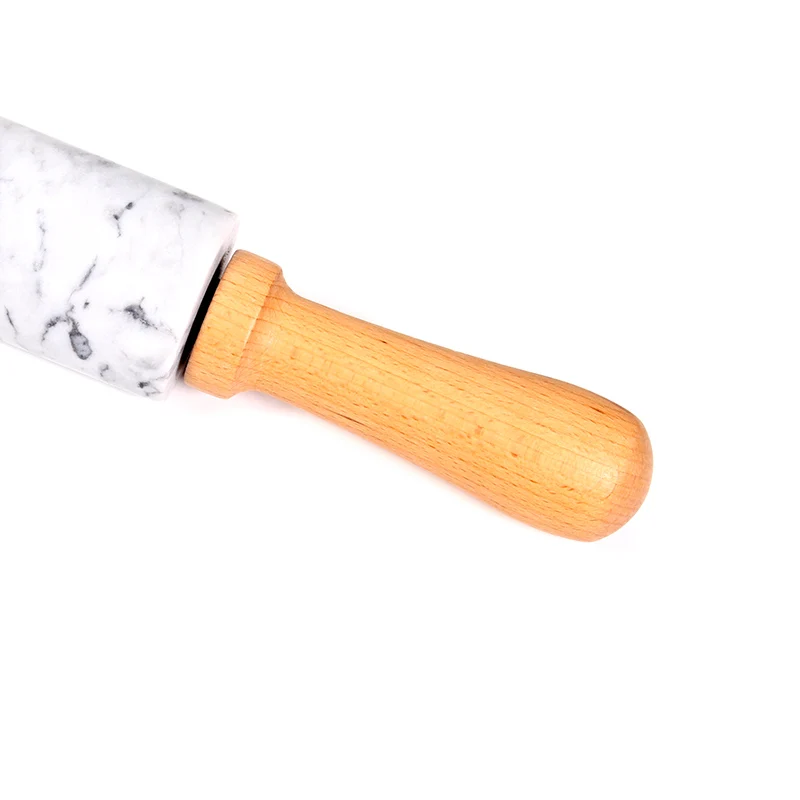 Deluxe Marble Stone Rolling Pin 18in with Wood Handles and base Baking & Pastry Tools (Gray/Black)|Скалки и кондитерские