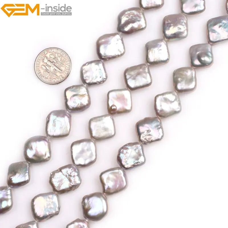 Gem-inside Natural Square Rhombus Shape Nuclear Luste Edison Pearls Beads for Jewelry Making 15inches DIY | Украшения и
