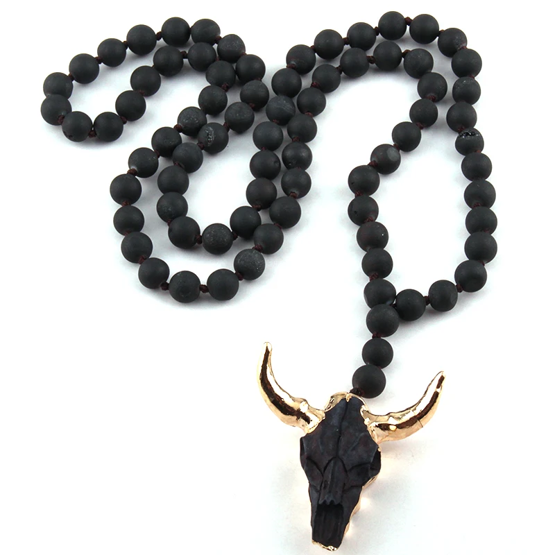 Женское длинное ожерелье с бусинами из друзы 3 цвета|fashion necklace|necklace fashionhorn pendant