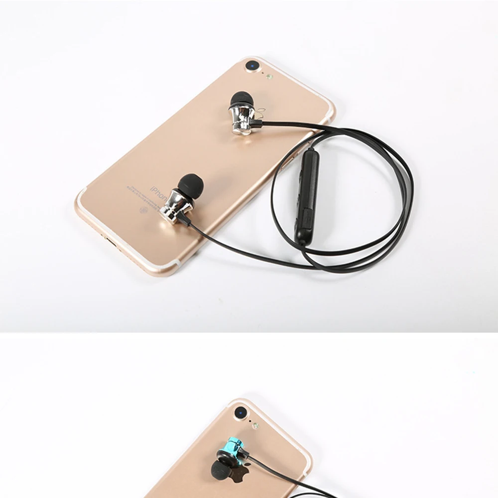 Wireless Bluetooth Earphones Metal Magnetic Stereo sports Bass Cordless Headset Earbuds With Microphone Earphones for all phone