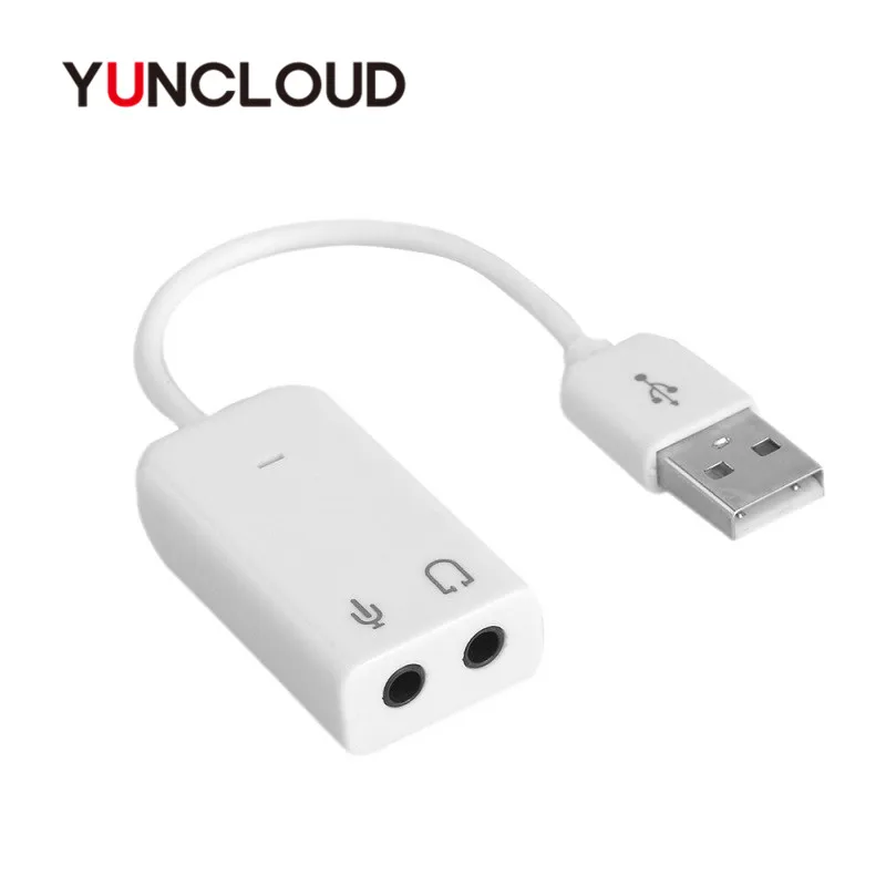 Звуковая карта YUNCLOUD USB 2 0 Виртуальный 7 1 для 3D внешнего аудиоразъема адаптер 3 5 мм звуковая ноутбука|Звуковые
