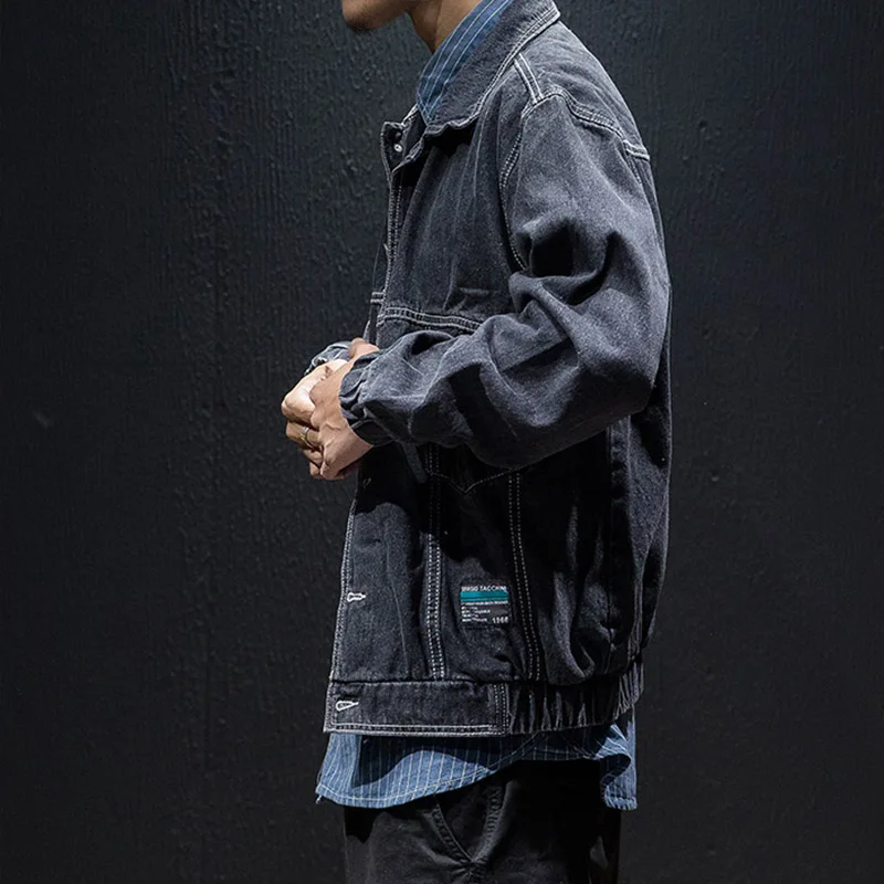 Be.YuMiao High-Street Men Ripped Ribbon jeans Jackets washed patchwork Man Slim Fit Streetwear HipHop Vintage Jacket | Мужская одежда