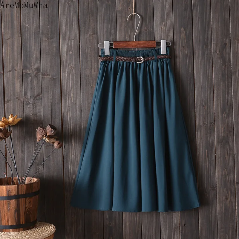 AreMoMuWha Summer New Medium Long A-line Skirt Umbrella Small Fresh Student Half-length Wild Retro Art MH288 | Женская одежда