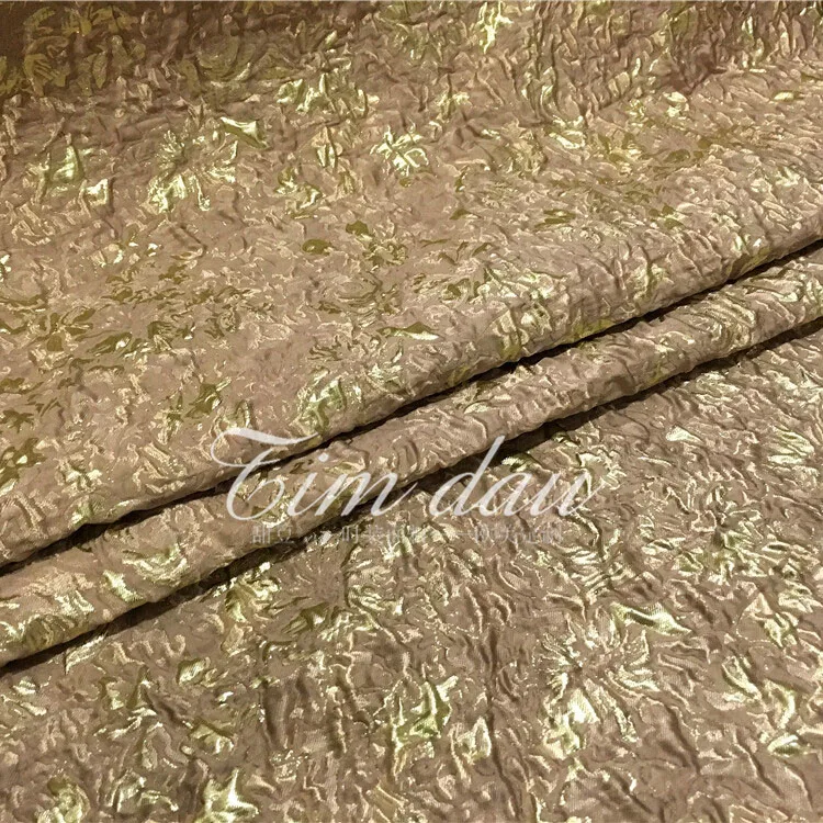 

European American Fashion Gold Hot Stamping Concave Convex Stereoscopic Jacquard Fabric/fall/winter Coat Dress /100cm*140cm