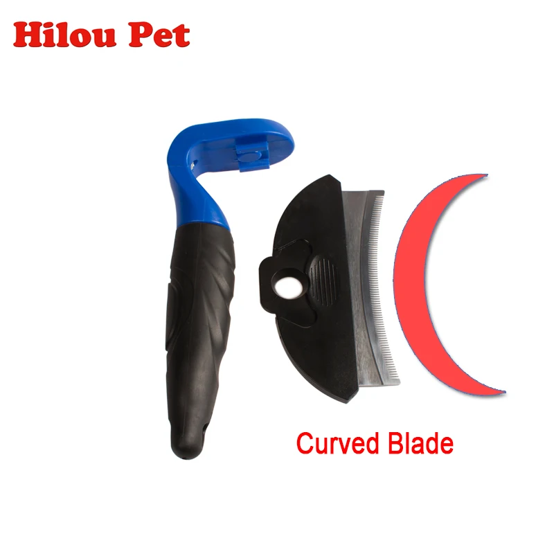 Собака Нержавеющая сталь изогнутые Расческа с лезвием Уход за лошадьми кисти