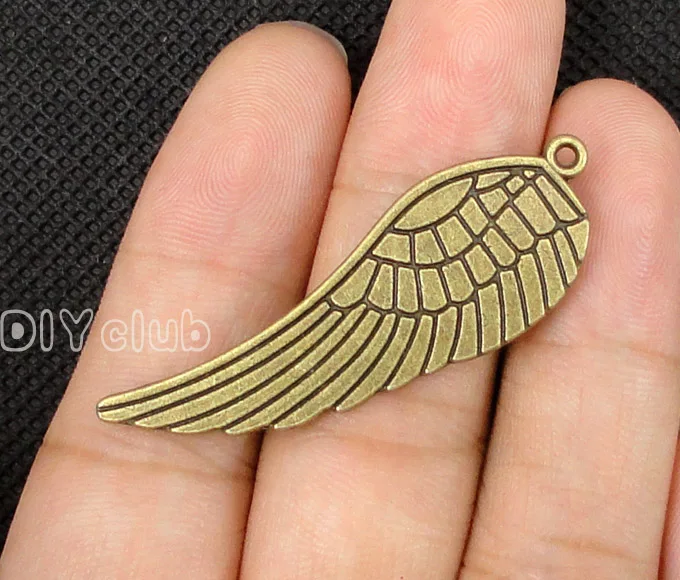 

30pcs-Antique Bronze Plated 2 Sided Large Size Angel Wing Charms Pendant 48x15mm