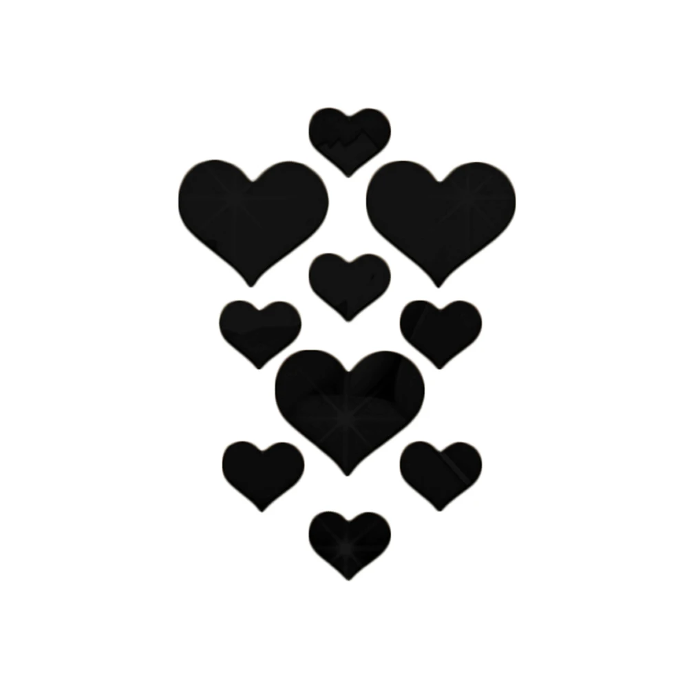 10Pcs Creative Romantic Love Heart 3D Mirror Effect Wall Art Sticker Decal Home Removable Stickers Decor For Living Room Bedroom | Дом и сад