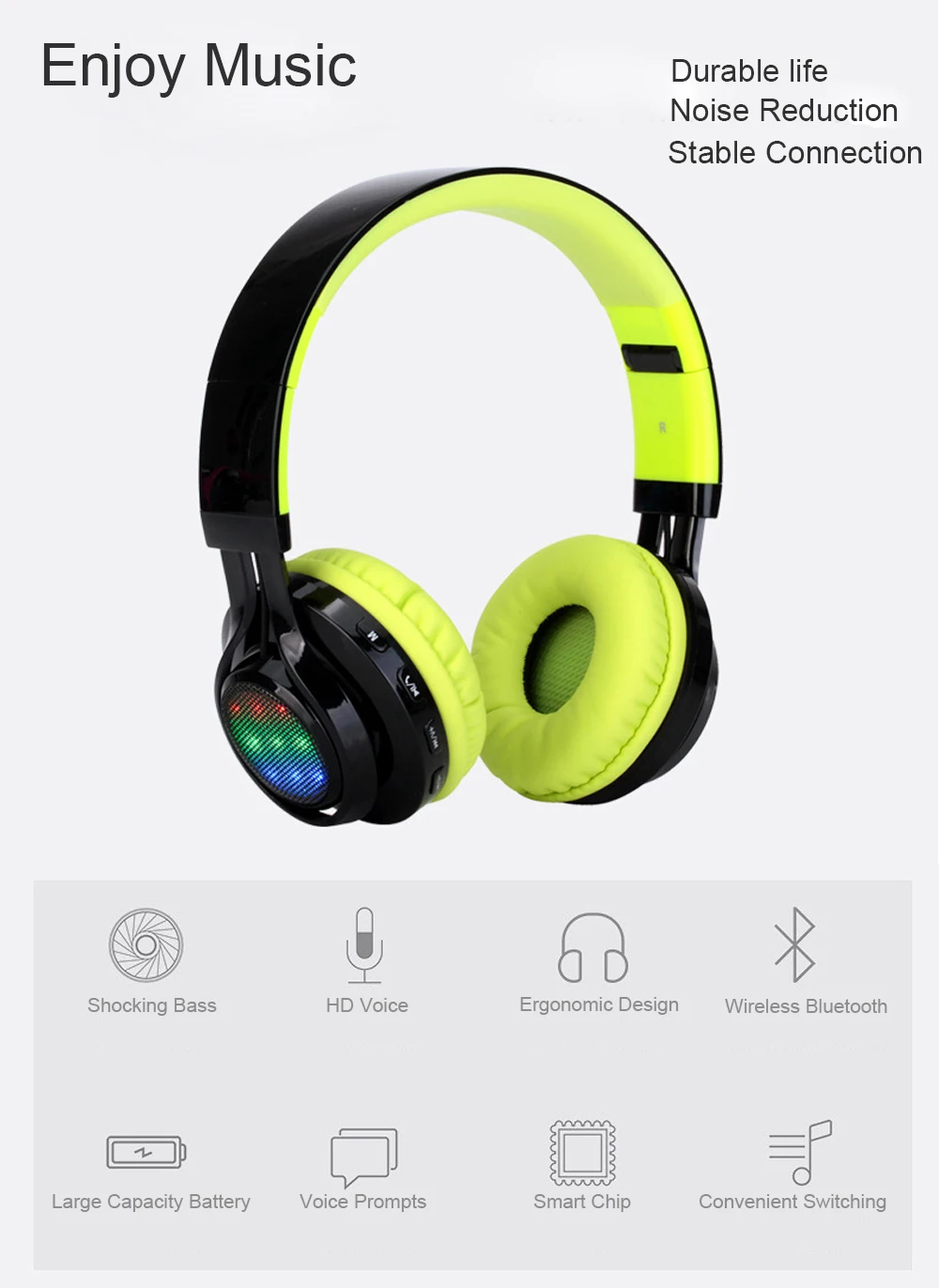 Беспроводная Bluetooth гарнитура BT 4,2, наушники, стерео наушники с микрофоном, fm-радио для планшета, телевизора, ПК, мобильных телефонов
