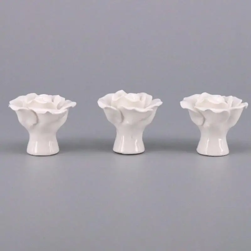 10Pcs Hand-Made Vintage Ceramic Cabinet Door Rose Flower Pull Handle Knob Drawer Pulls & Handles White Knobs Furniture Pu |