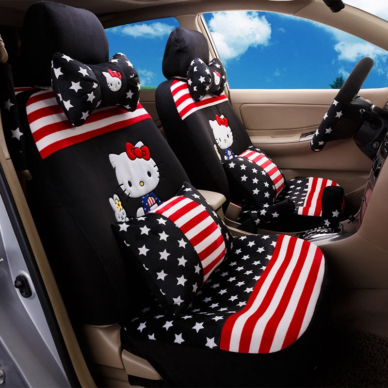Женский модный милый мультяшный рисунок hello kitty синий зимний короткий плюшевый