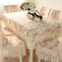 luxury fashion pastoral table cloth with lace cotton european style rectangular 2 styles dinning tablecloths chair covers