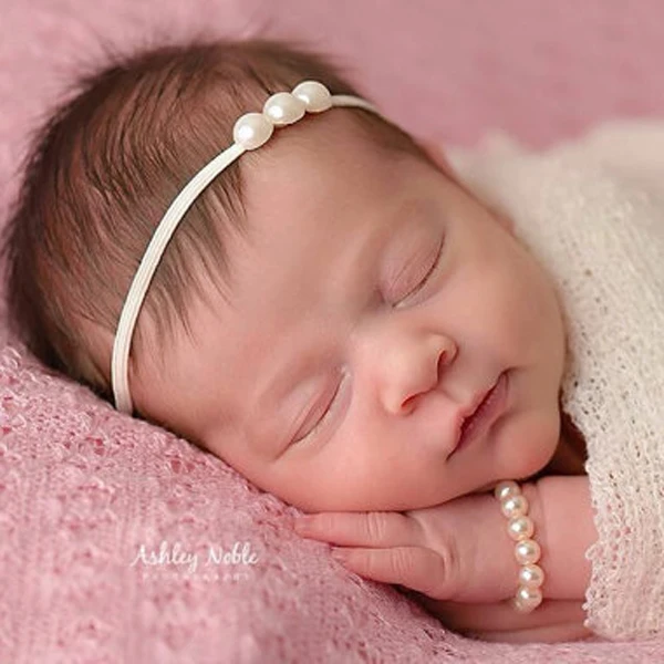 

DIY Pearl Newborn Headwear + Bracelet + Necklace Baby Headdress Toddler Headbands Photography Props Hair Accessories