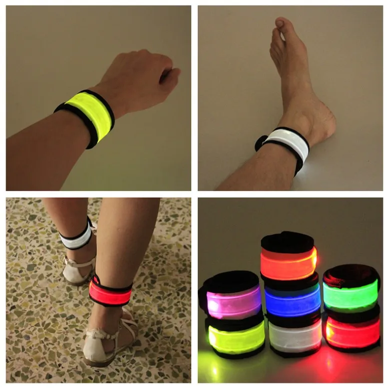 

200pcs Nylon LED Sports Slap Wrist Strap Bands Wristband Light Flash Bracelet Glowing Armband Flare Strap Party Concert Armband