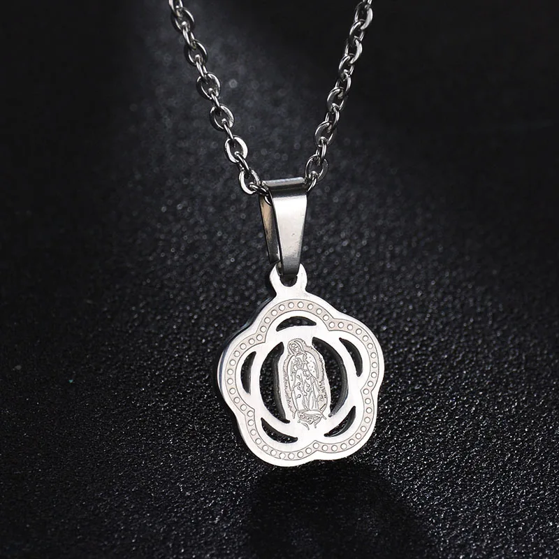 Женское ожерелье из нержавеющей стали круглое овальное в форме цветка