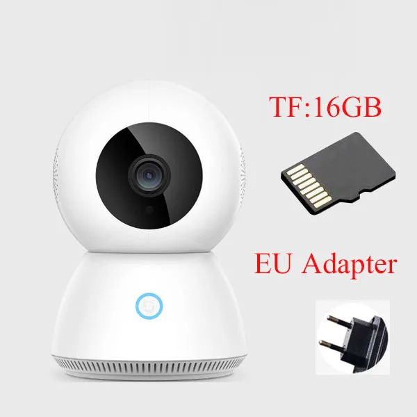 Add EU and 16GB Обновленная Xiaomi Mijia Smart 1080p камера инфракрасного ночного видения 360 градусов Панорама Домашняя безопасность веб-монитор управление телефоном H20 - Цвет: Add EU and 16GB