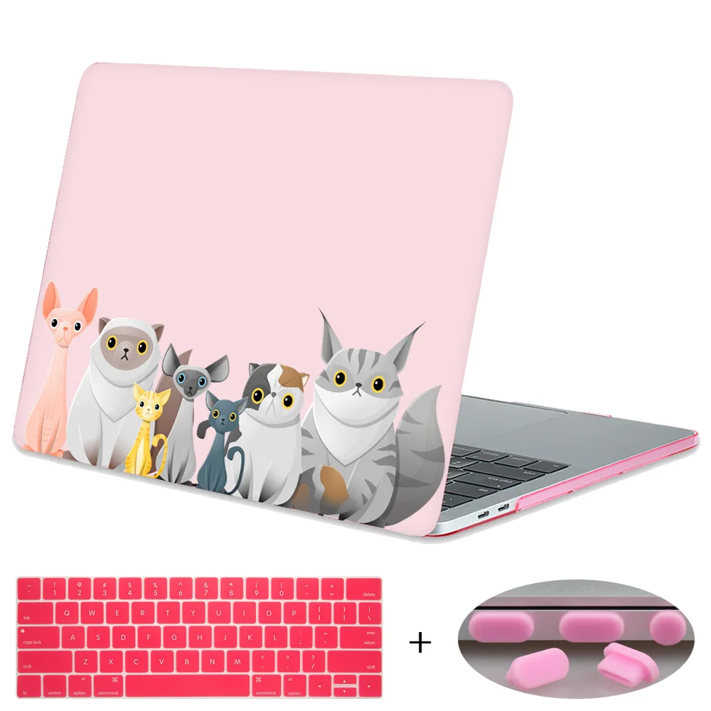 Чехол для ноутбука с принтами животных Redlai для Macbook Air Pro retina 11 12 13 1" кошачий семейный Жесткий Чехол для Mac book Pro 13 15 Touchbar - Цвет: A252-13