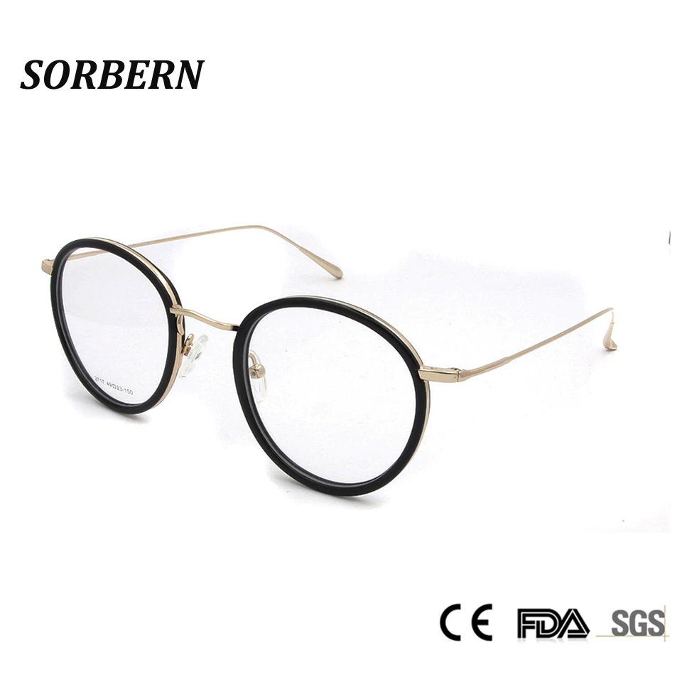 

SORBERN High Quality Optical Eyeglasses Frame Women Metal Eyewear Frames Round Men Glasses Frame Optical Full Rim Myopia Frame