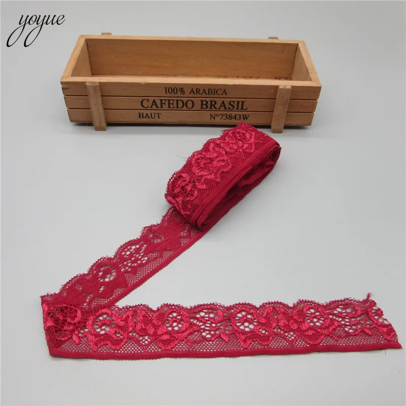 Watermelon Red YOYUE 5 ярдов/лот Высокое качество эластичное кружево украшение лентами нижнее белье кружевная отделка вышитая для шитья украшения африканская кружевная ткань - Цвет: Watermelon Red