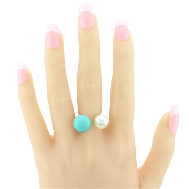 Женское кольцо на палец с имитацией жемчуга Howlite регулируемое золотистое U