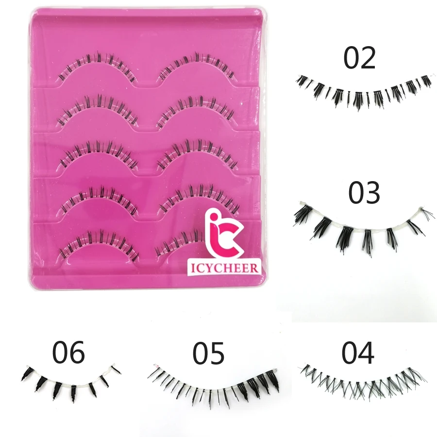ICYCHEER 5 Pairs Nice Fascinating Different Lower Under False Eyelashes Natural Black Soft Under Fake Eye Lashes Extension