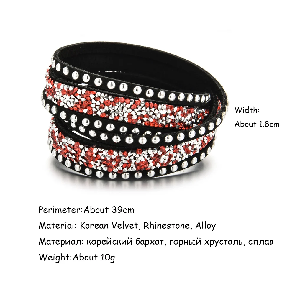 Богемные Многослойные корейские Бархатные украшение из страз браслеты для