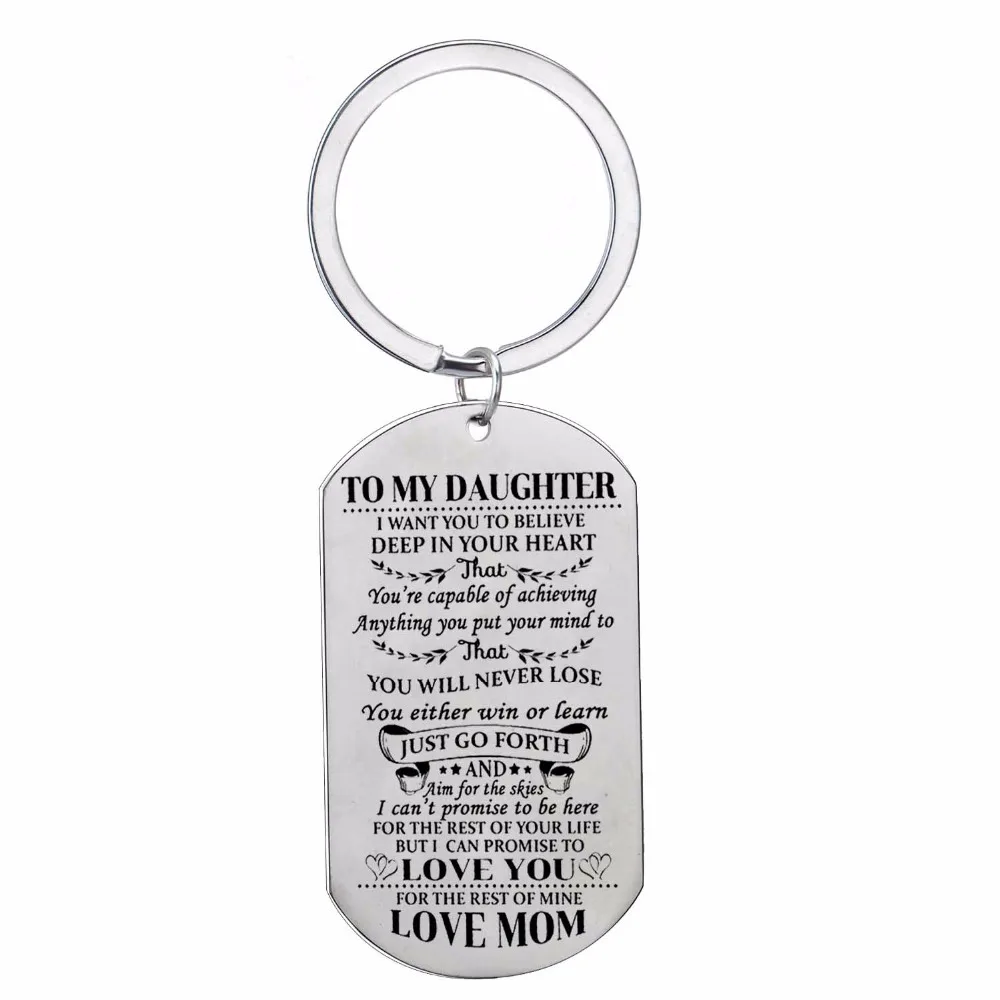 12PC/Lot Family Gifts Daughter Keychain I Want You To Believe Love Mom Military Action Figure Toy Kids Stainless Steel Keyring | Украшения