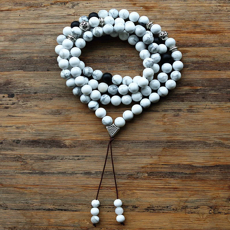 Неэластичные круглые бусины из камня Howlite 8 мм 99 шт. буддистское ожерелье