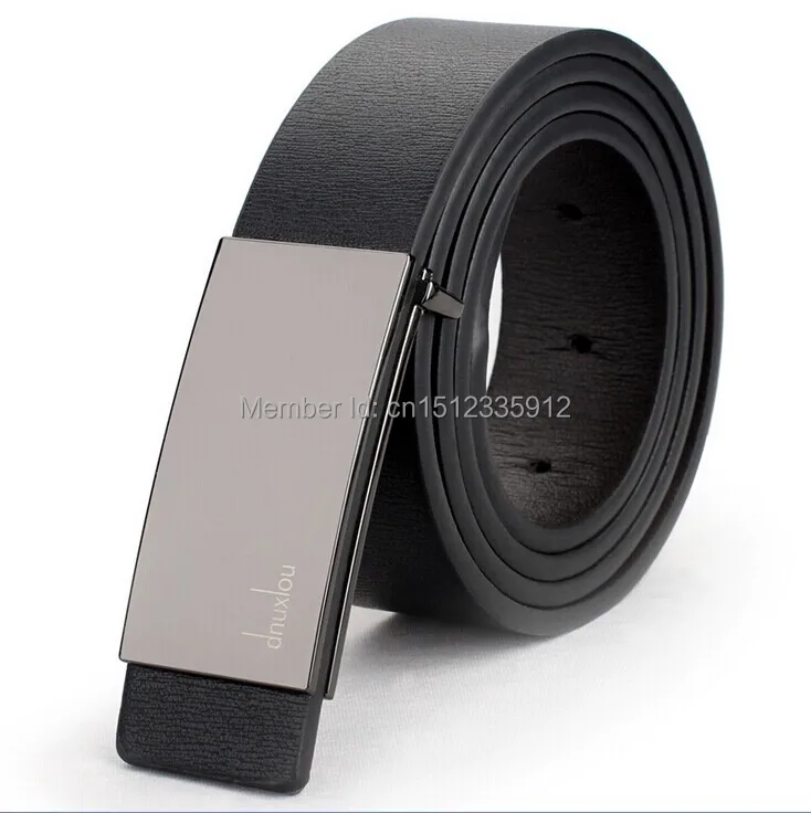 New fashion men's leather belt black smooth buckle leisure wild minimalist | Аксессуары для одежды