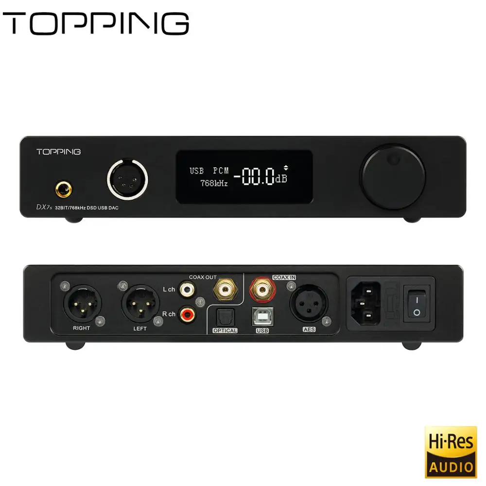 2018 USB DAC TOPPING DX7S полностью сбалансированный декодер для наушников ES9038Q2M * 2 XMOS TPA6120