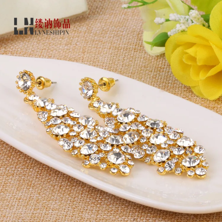 Роскошные Длинные серьги в европейском стиле женские с кристаллами для невесты