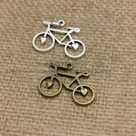 

30 шт./лот 24*31 мм два цвета античный металлический сплав подвески для велосипеда Ювелирные изделия Подвески T0377