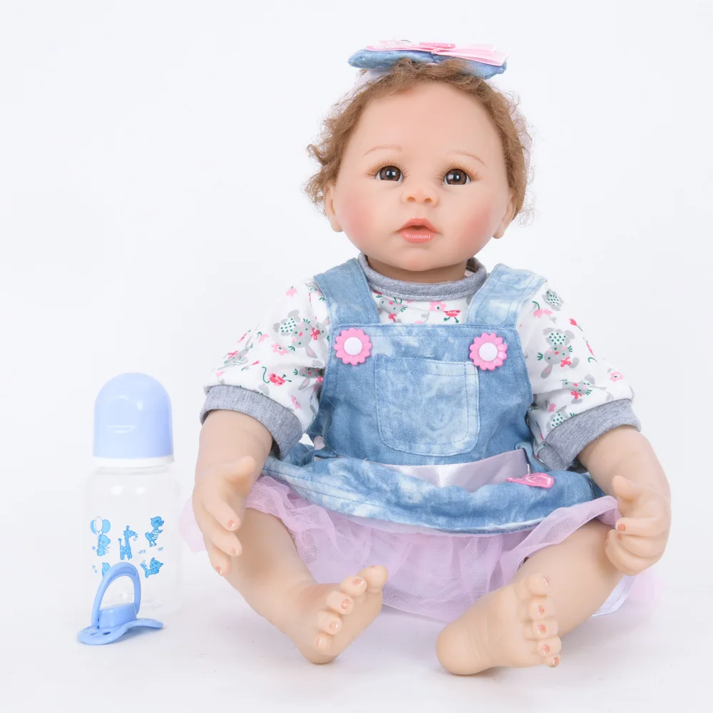 Кукла NPK Baby Reborn Lucy мягкая силиконовая для девочек красивая 22 дюйма волнистая