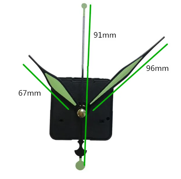 

1 set 28mm shaft Luminous Fluorescent green Hand Quartz Clock Movement Mechanism DIY Quartz Wall Clock Replace Repair Parts Kit