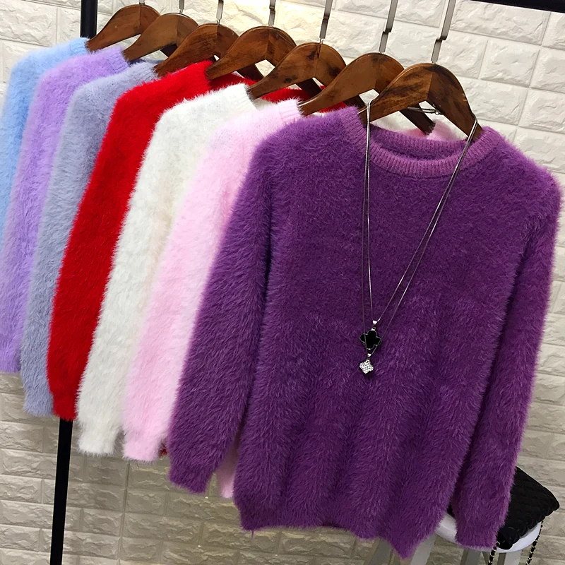 Super soft comfortable warm thickening Mohair Sweater Women 2020 autum winter top pull femme jumper Sweaters And Pullovers | Женская