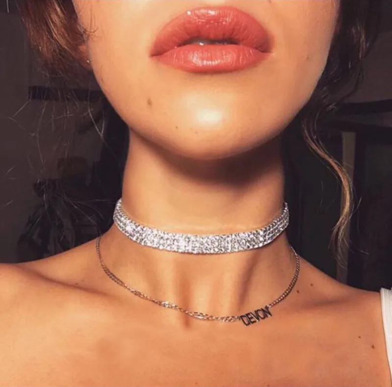 3 ряда стразы колье ожерелье для женщин ювелирные изделия полностью сверкающий