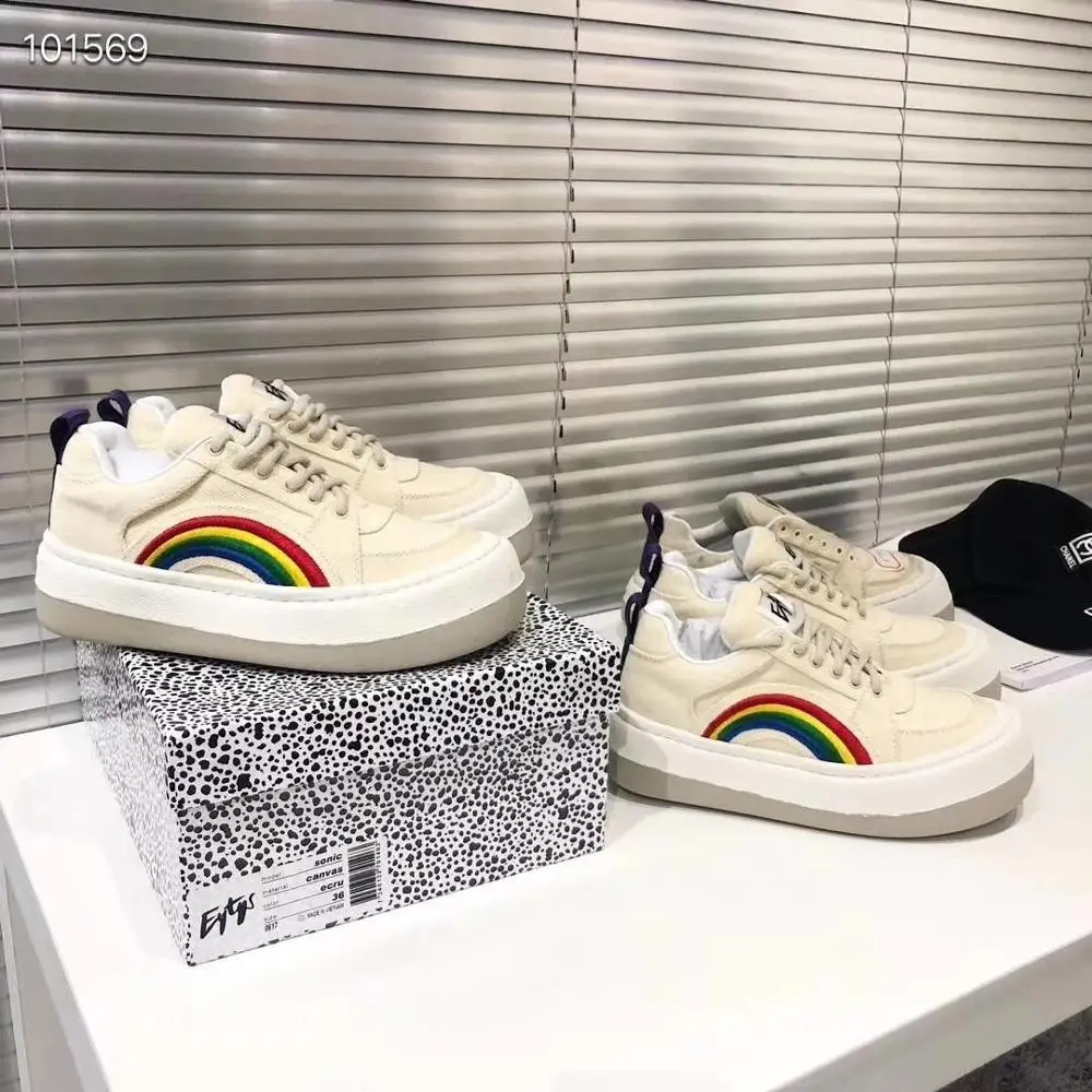 Повседневная парусиновая обувь Женские кроссовки на платформе Радужная zapatos de