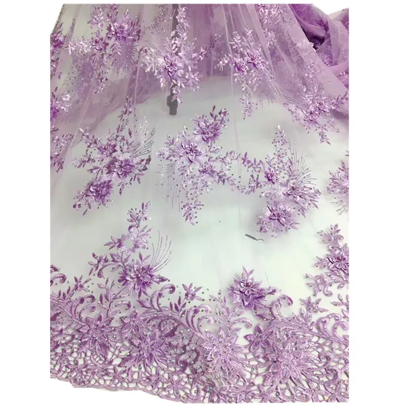 African Lace Fabric 2018 High Quality purple with stones lace Nigerian Party Dresses jsd-701 | Дом и сад